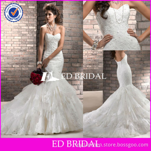 mgs012 2013 new style strapless layers skirt appliqued wedding dresses